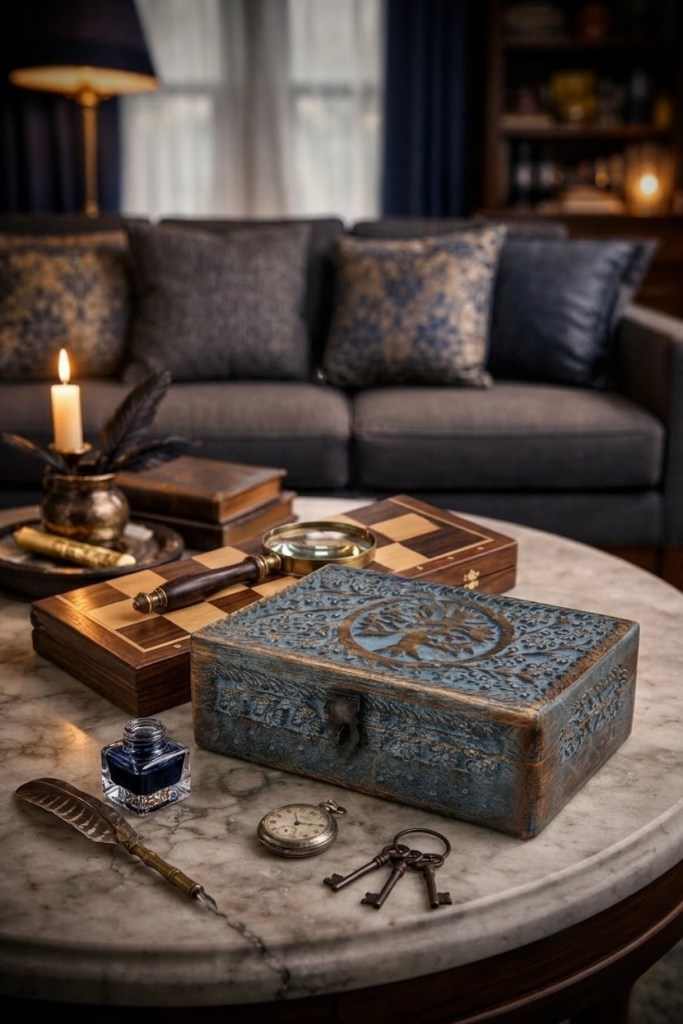 Acts as both storage and decor, adding a subtle decorative element.