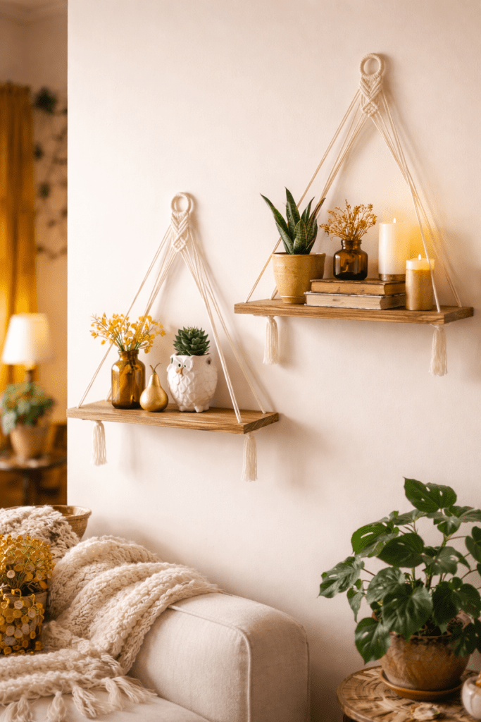 Adds vertical interest while keeping the room open and uncluttered.