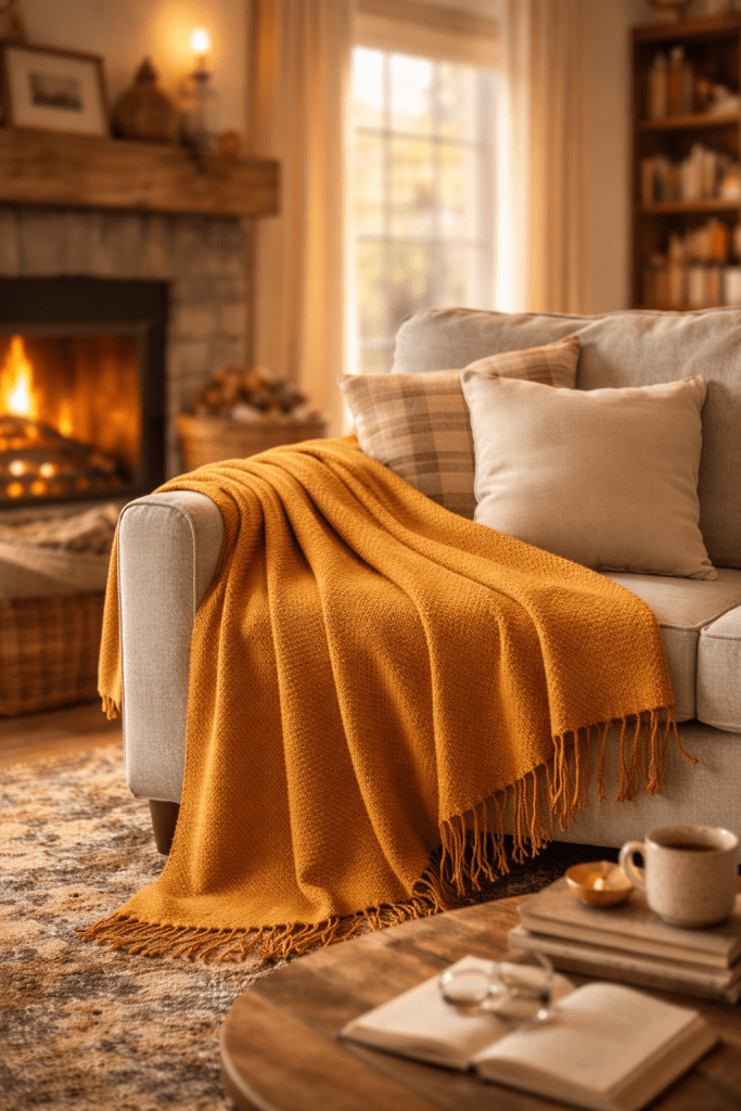 Adds warmth and softness while enhancing the cozy, welcoming feel.