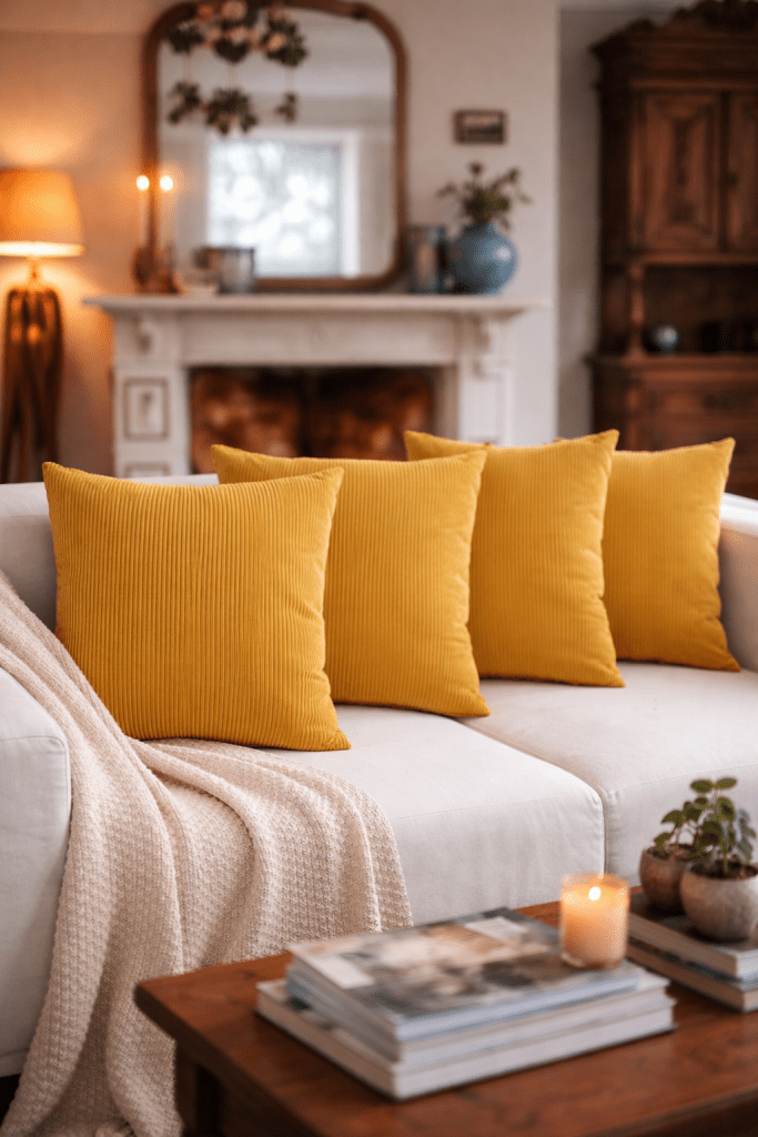 Adds soft golden tones that brighten the space while keeping it warm and welcoming.