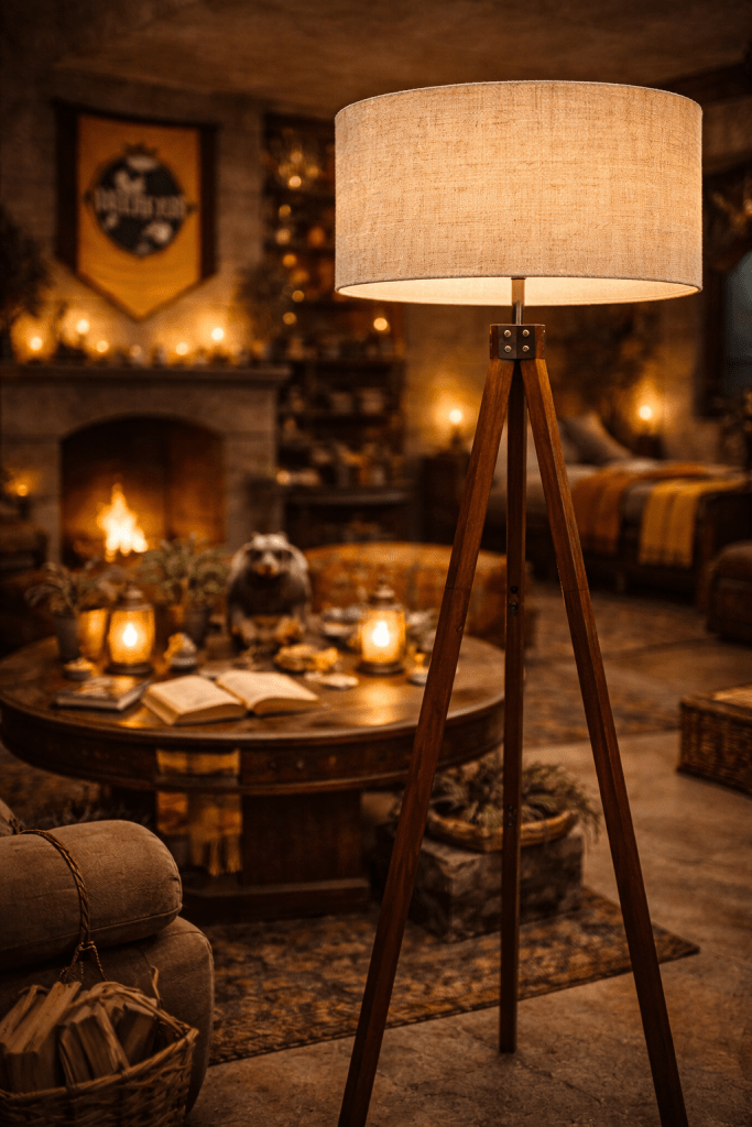 Soft lighting and warm tones make this floor lamp feel instantly inviting—perfect for a cozy, relaxed space.