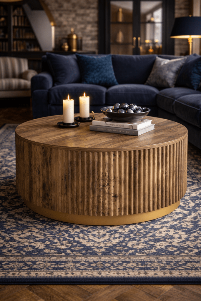 Provides a central anchor while maintaining a clean, structured layout.