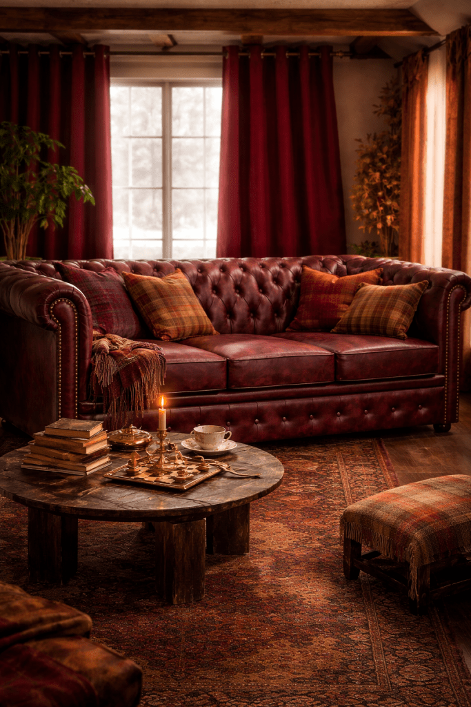 Anchors the room with a bold, traditional look that defines the overall style.