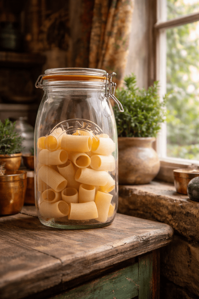 Clear, timeless storage that keeps ingredients visible and adds a clean, classic feel to open shelving.